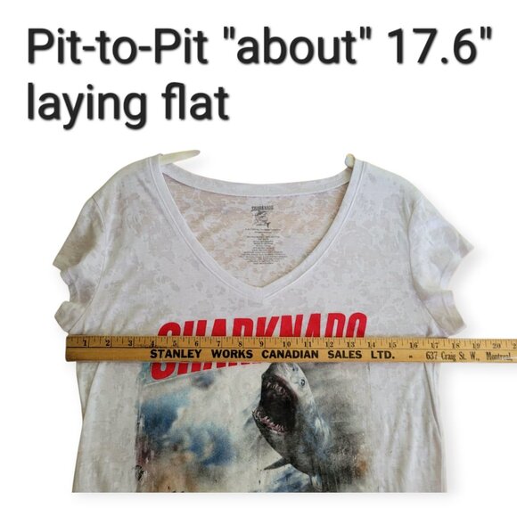 XL Sharknado White V-Neck Cult Movie Tee - Picture 4 of 6